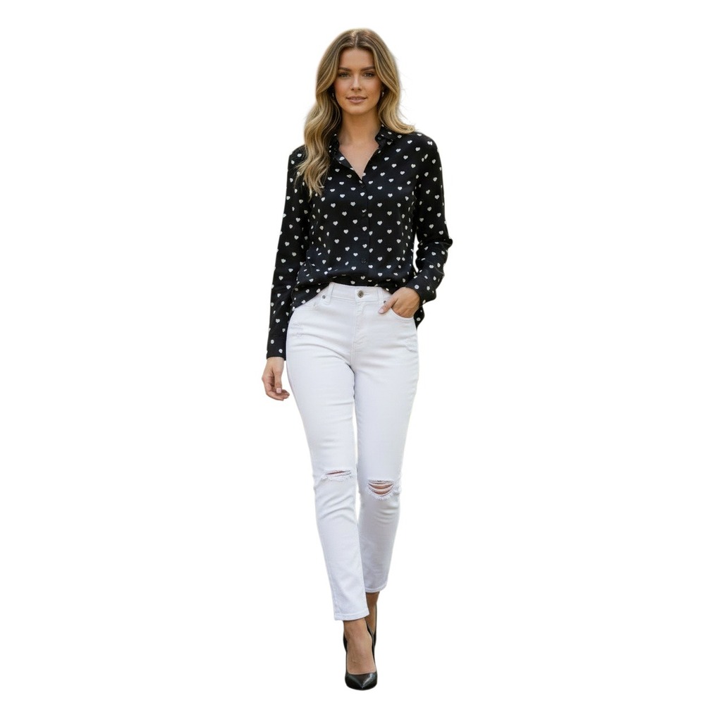 Equipment Femme Romantic Black Heart Print Button Down Blouse Fits S NWOT $280